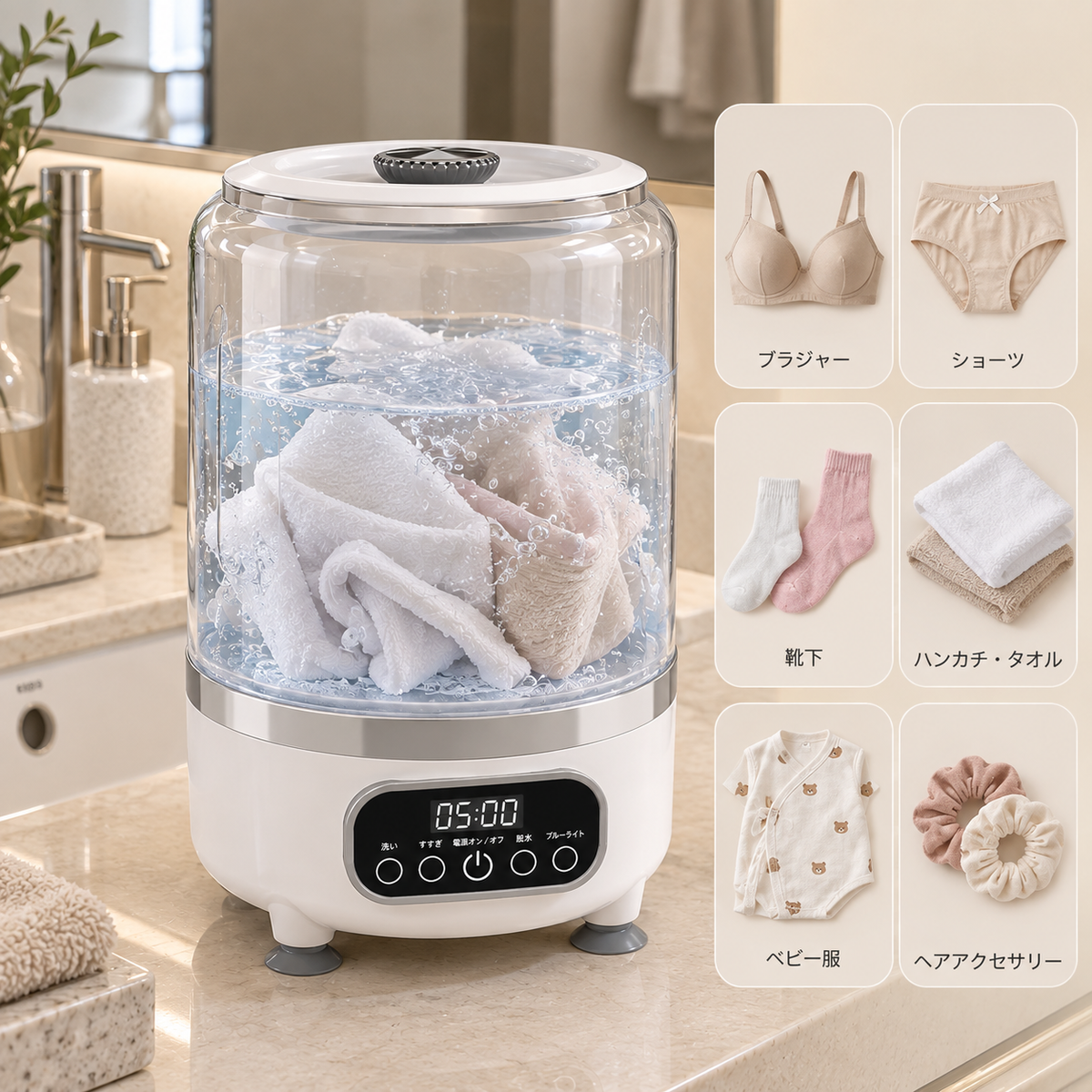 ミニ洗濯機 小型コンパクト｜下着・靴下・小物洗いに